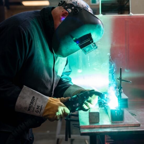 Worker welding